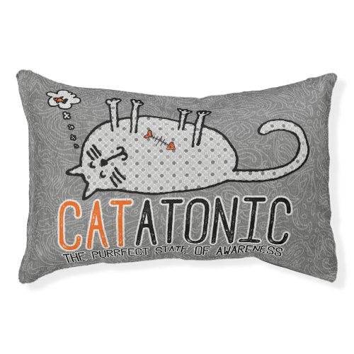 APAL _ Funny CATatonic Dreaming Cartoon Kitty Gray Pet Bed
