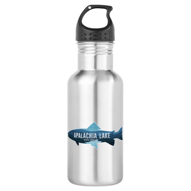 Apalachia Lake North Carolina Fish Stainless Steel Water Bottle (Front)
