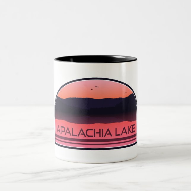 Apalachia Lake North Carolina Red Sunrise Two-Tone Coffee Mug (Center)