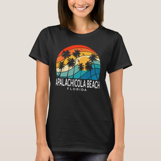 Apalachicola Beach Florida Palm Tree Beach Souveni T-Shirt (Front)