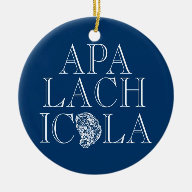 Apalachicola Florida Oyster Design Ceramic Ornament (Front)