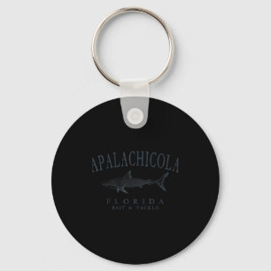 Apalachicola florida shark retro slate art fishing keychain