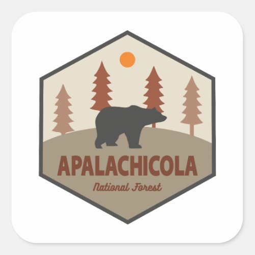 Apalachicola National Forest Florida Bear Square Sticker