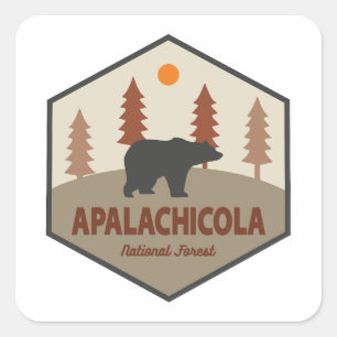 Apalachicola National Forest Florida Bear Square Sticker