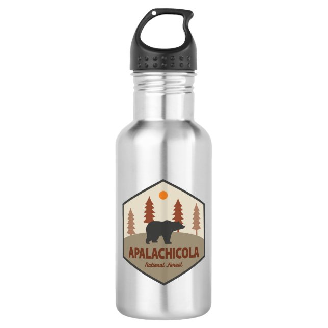 Apalachicola National Forest Florida Bear Stainless Steel Water Bottle (Front)
