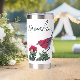 Apapane & Lehua Hawaii Nature Illustration Custom Insulated Tumbler