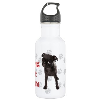 Aparn No Pug Left Behind Aluminum Stainless Steel Water Bottle by AZPUGRESCUE at Zazzle
