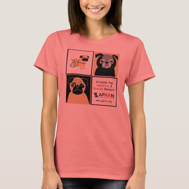 APARN Rescue Pugs Ladies Melange Ringer T-shirt (Front)