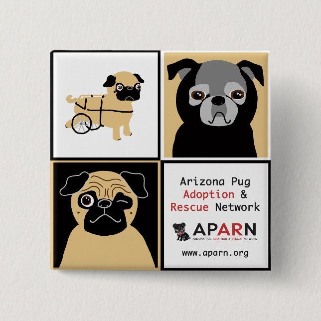 APARN Rescue Pugs Square Button (Front)