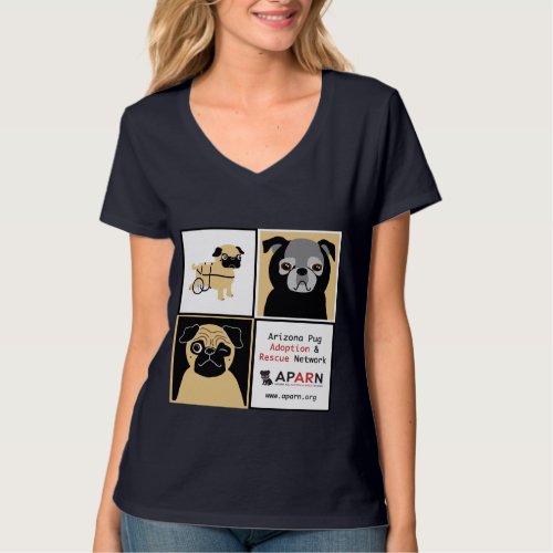 APARN Rescue Pugs Women Hanes Nano V_Neck T_Shirt