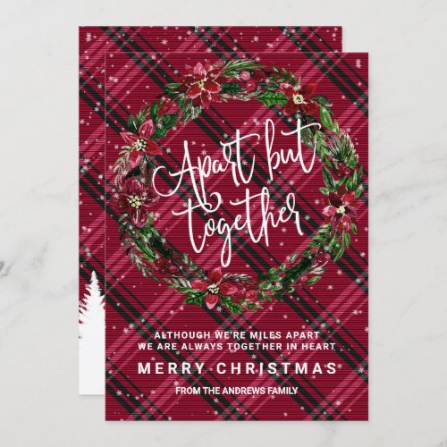 Apart But Together Floral Wreath Flannel Christmas Invitation