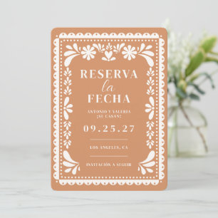 Aparta la Fecha Papel Picado Boda Mexicana Invitation
