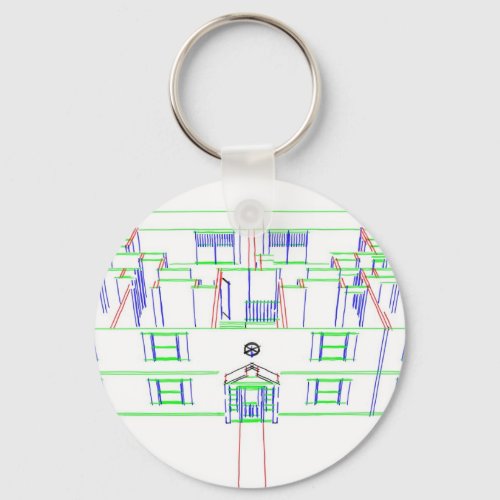 Apartment Building  House Marker Drawing Keychain
