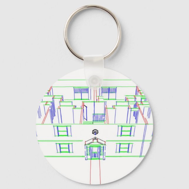 Apartment Building / House: Marker Drawing Keychain (Front)