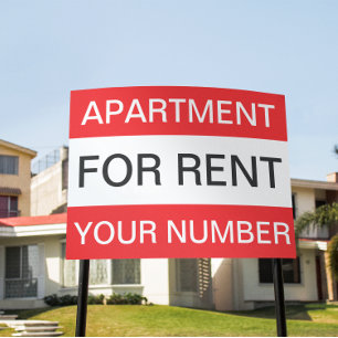 Apartment for Rent Bold Minimal Rental Red White Sign