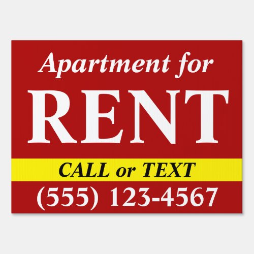Apartment for RENT _ Call Text Number _ 18x24 Yard Sign