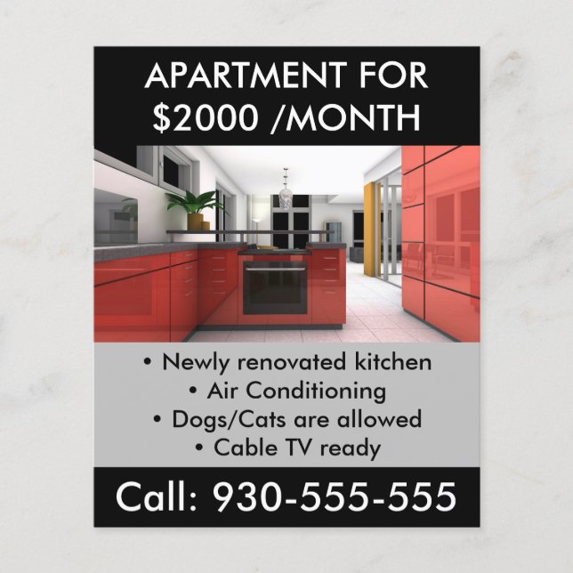 Apartment for Rent Real Estate Promotional QR Code Flyer (Front)