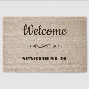 Apartment Number Welcome Fiber Doormat