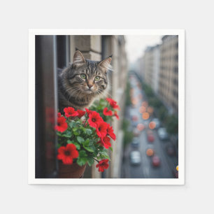 Apartment Tabby Cat In Window Napkins