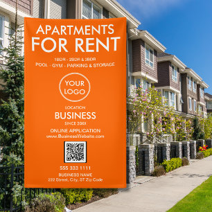 Apartments For Rent Modern Orange Logo QR Code Banner