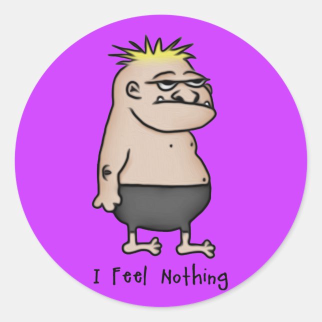 Apathetic Cartoon Guy Classic Round Sticker (Front)