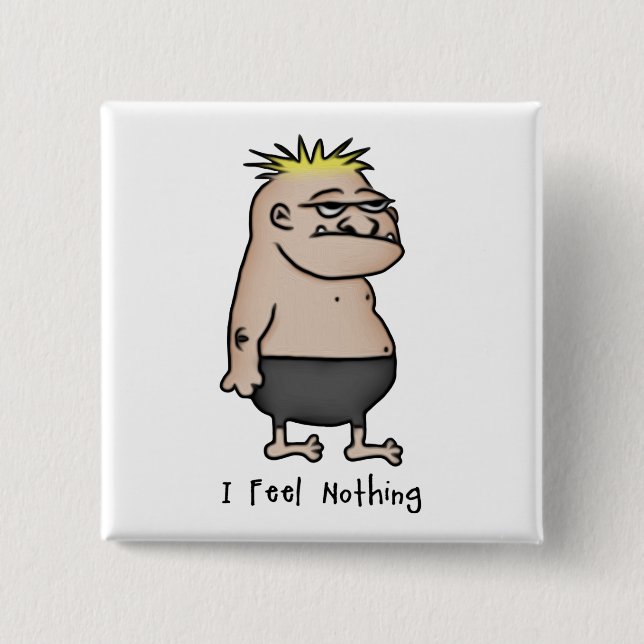 Apathetic Cartoon Guy Pinback Button (Front)