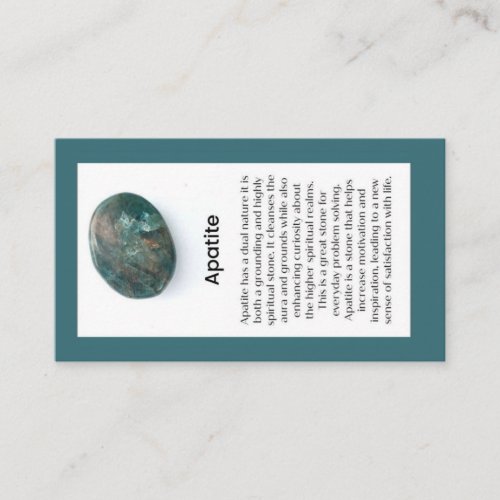 Apatite Crystal Meaning Jewelry Display Gemstone Business Card