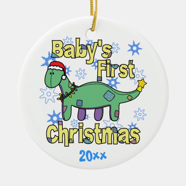 Apatosaurus Baby's First Christmas Ornament (Front)