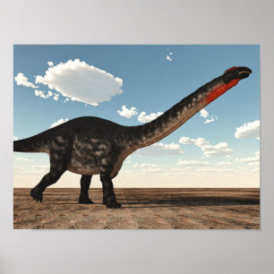 Apatosaurus dinosaur in the desert - 3D render Poster