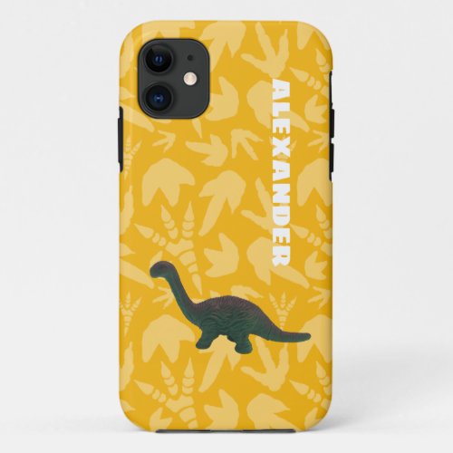Apatosaurus Toy Dinosaur Green and Yellow iPhone 11 Case