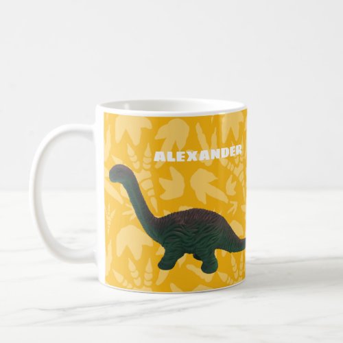 Apatosaurus Toy Dinosaur Green and Yellow Coffee Mug