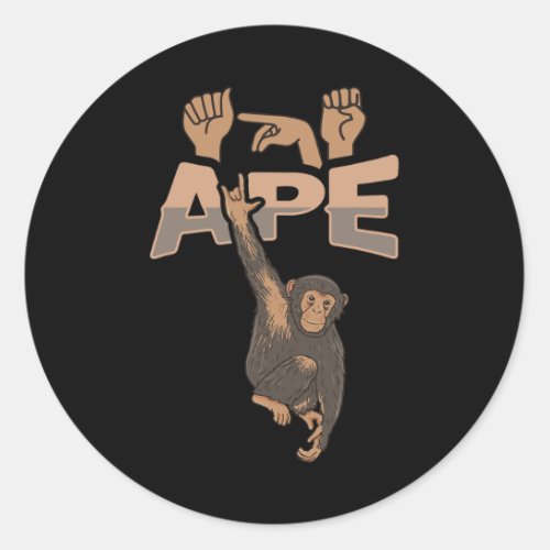 Ape Asl Hand Gesture Deaf Hearing Loss Awareness 1 Classic Round Sticker