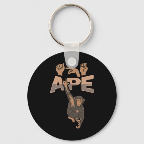 Ape Asl Hand Gesture Deaf Hearing Loss Awareness 1 Keychain