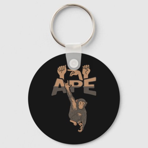 Ape Asl Hand Gesture Deaf Hearing Loss Awareness  Keychain