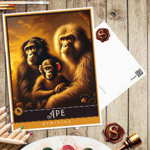 Ape Cute Family Vintage Animal Postcard