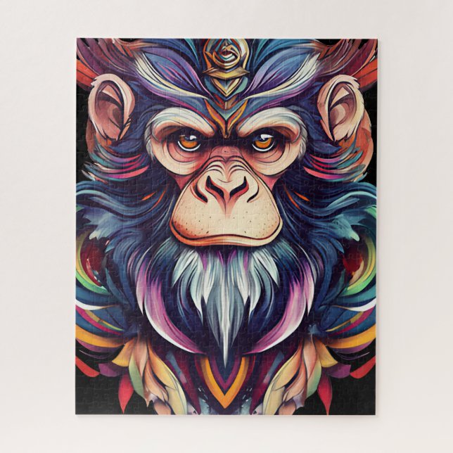 Ape face with jeweled mane jigsaw puzzle (Vertical)