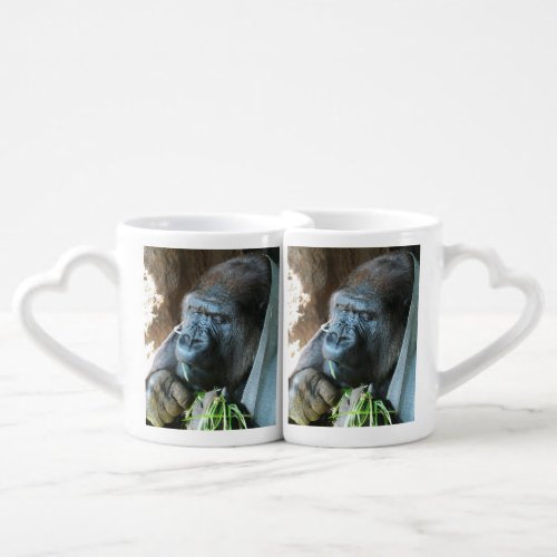 Ape hood  Japanese Gorilla Eating Coffee Mug Set