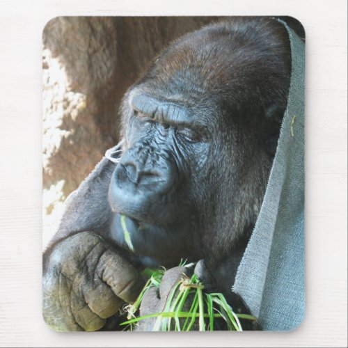 Ape hood  Japanese Gorilla Eating Mouse Pad