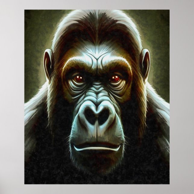 Ape Mountain Gorilla Fun Face Character Portrait Poster (Front)