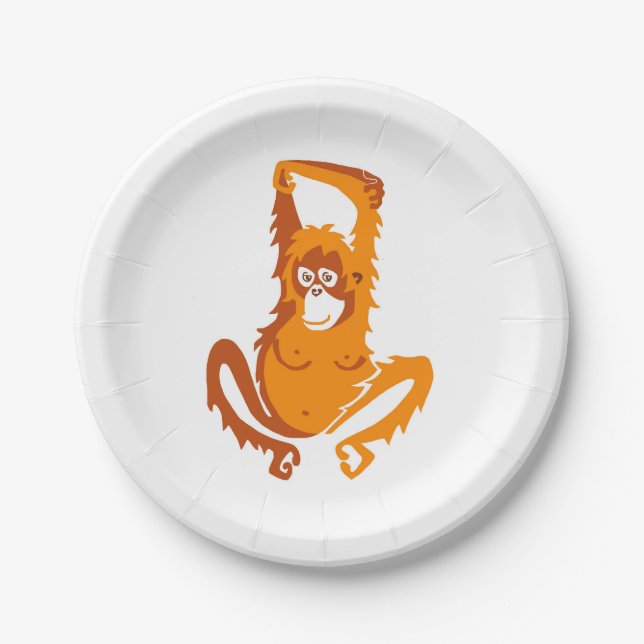 Ape -  ORANGUTAN -Endangered animal- Party Paper Plates (Front)