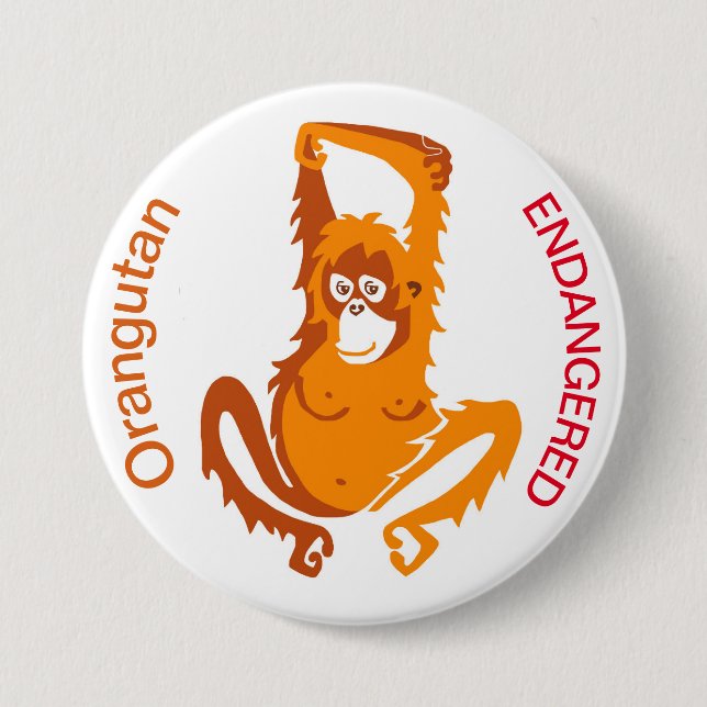 Ape - ORANGUTAN Endangered animal - wildlife Button (Front)