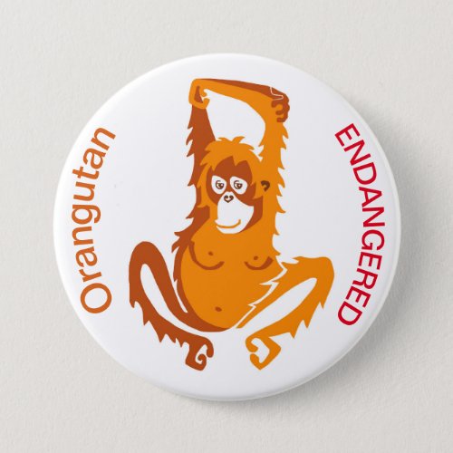 Ape _ ORANGUTAN Endangered animal _ wildlife Button
