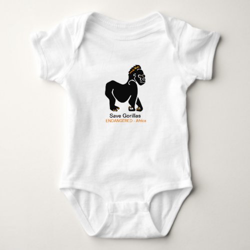 Ape _Save GORILLAS _African endangered wildlife _  Baby Bodysuit