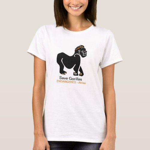 Ape _Save GORILLAS _African endangered wildlife _  T_Shirt