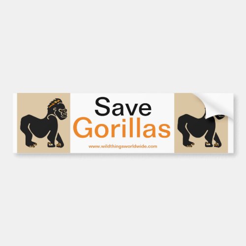 Ape _ Save GORILLAS _ Endangered animal  _Nature _ Bumper Sticker