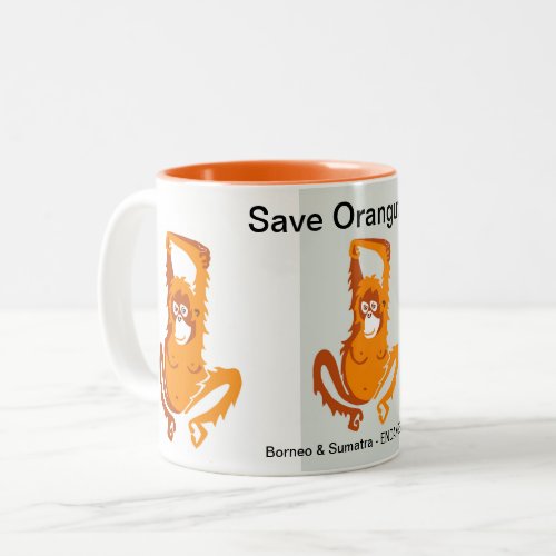 Ape _ Save Orangutans _ Endangered animal Nature _ Two_Tone Coffee Mug