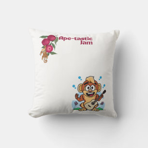 Ape-tastic Jam: Music for the Wild Ones Throw Pillow