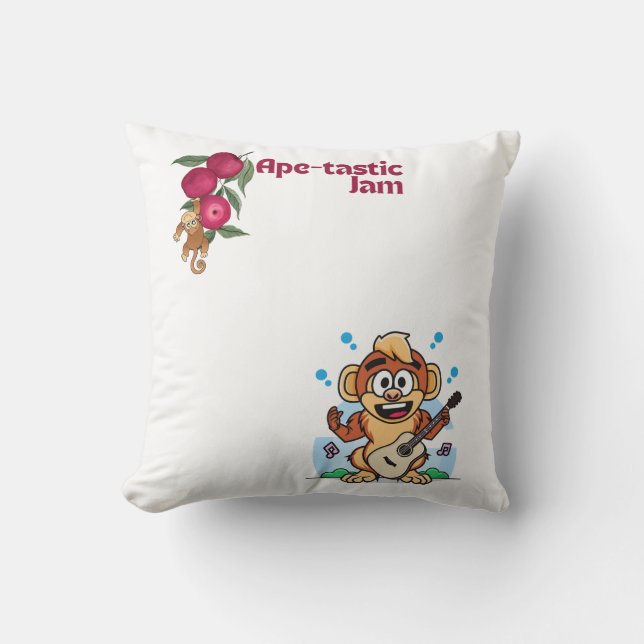 Ape-tastic Jam: Music for the Wild Ones Throw Pillow (Front)