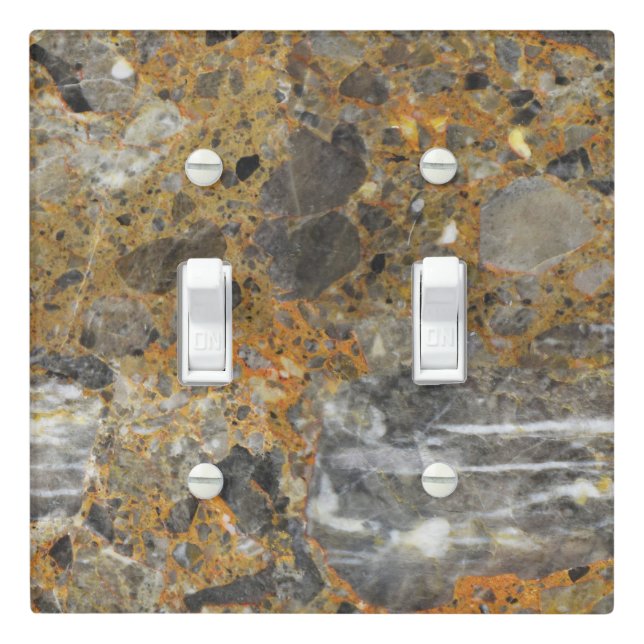 Apennine Gold Gray Marble Stone Printed Modern Light Switch Cover (In Situ)