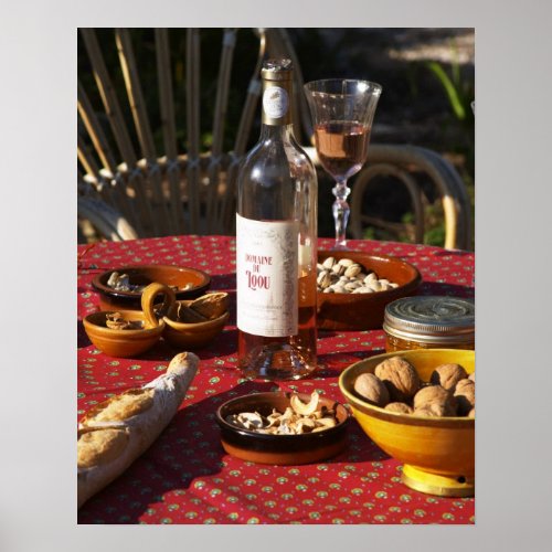 Aperitif and appetizers prepared bread olives poster